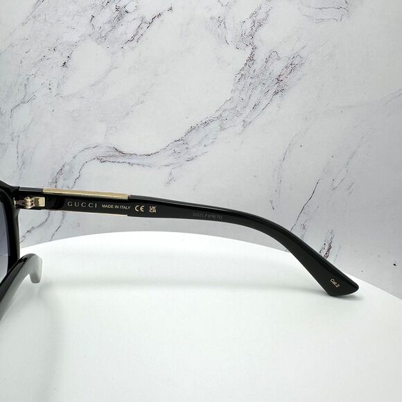 New Gucci Sunglasses Black Pilot Aviator 58mm Navigator Gold Authentic - Picture 12 of 16